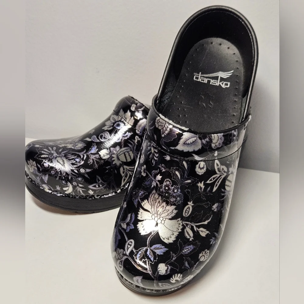 Dansko Women's Metallic Floral Print Slip-On Shoes, Sz 37, US Sz 6.5-7 - Picture 2 of 12